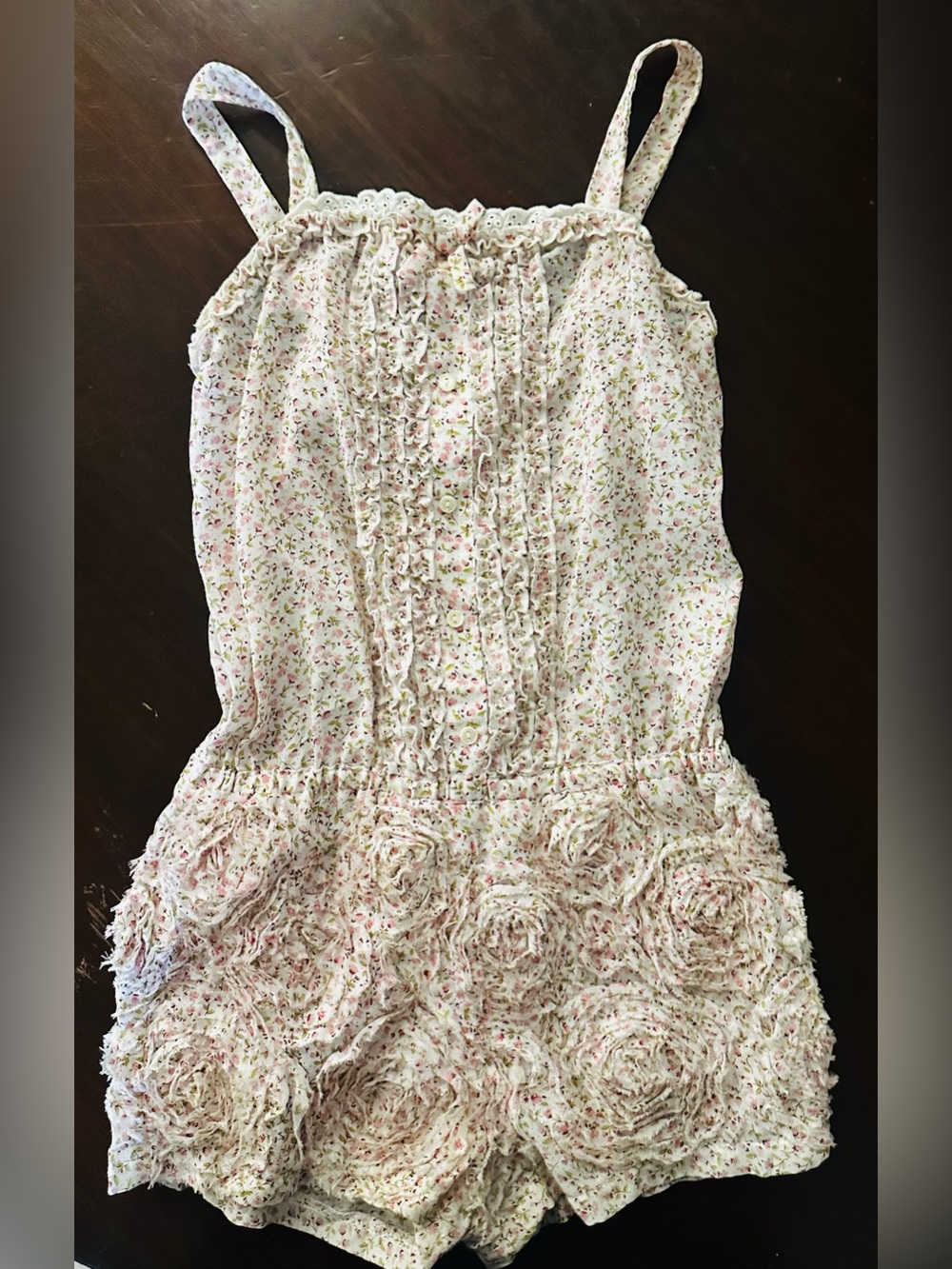 Girl’s Biscotti Collezioni Floral Pink Ruffle Short One-Piece Romper